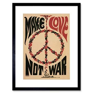 Wee Blue Coo Peace Make Love Not War Artwork Framed Wall Art Print 12X16 Inch