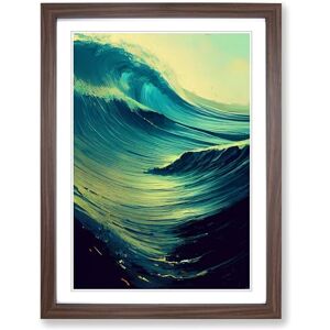 Generic Painted Wave Vol.5 Framed Wall Art Print, Ready to Hang Picture for Living Room Bedroom Home Office, Walnut A2 (48 x 66 cm)