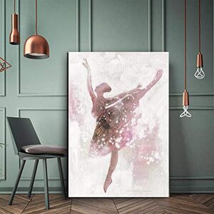 Non-branded Pink Ballerina Girl Canvas Painting Nordic Wall Art Poster Picture Decor Children Bedroom Living Room Girls Room Home Decor Poster 50x70cm No Frame