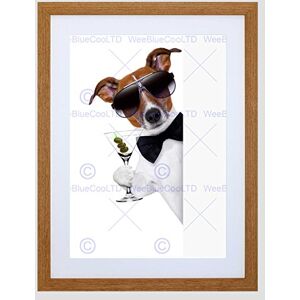 Wee Blue Coo Jack Russell Dog Cocktail Martini Bowtie Shade Framed Wall Art Print