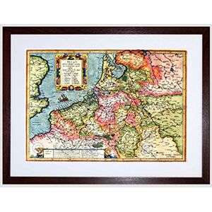 Wee Blue Coo Map Antique Belgium Mercator Colours Picture Framed Wall Art Print