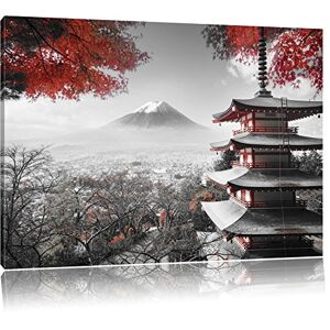 Pixxprint japanese temple in autumn canvas picture size: 80x60 cm Mural Art Print ready covered
