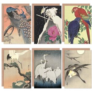 Artery8 Ohara Koson Japan Geese Egrets Crane Parrot Bluechat Peacocks Fine Art Greeting Card Pack of 6