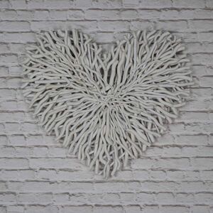 Large Cream Twig Heart Wall Art Material: Wood
