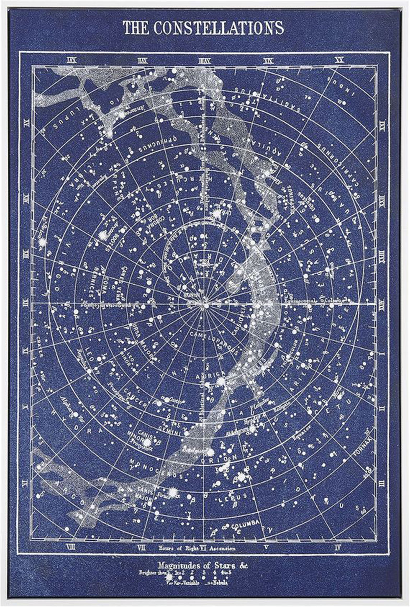 Beliani Framed Wall Art Blue Canvas 63 x 93 cm  Print Star Map Night Sky Starry Motif Modern Wall Decor Material:Polyester Size:5x93x63