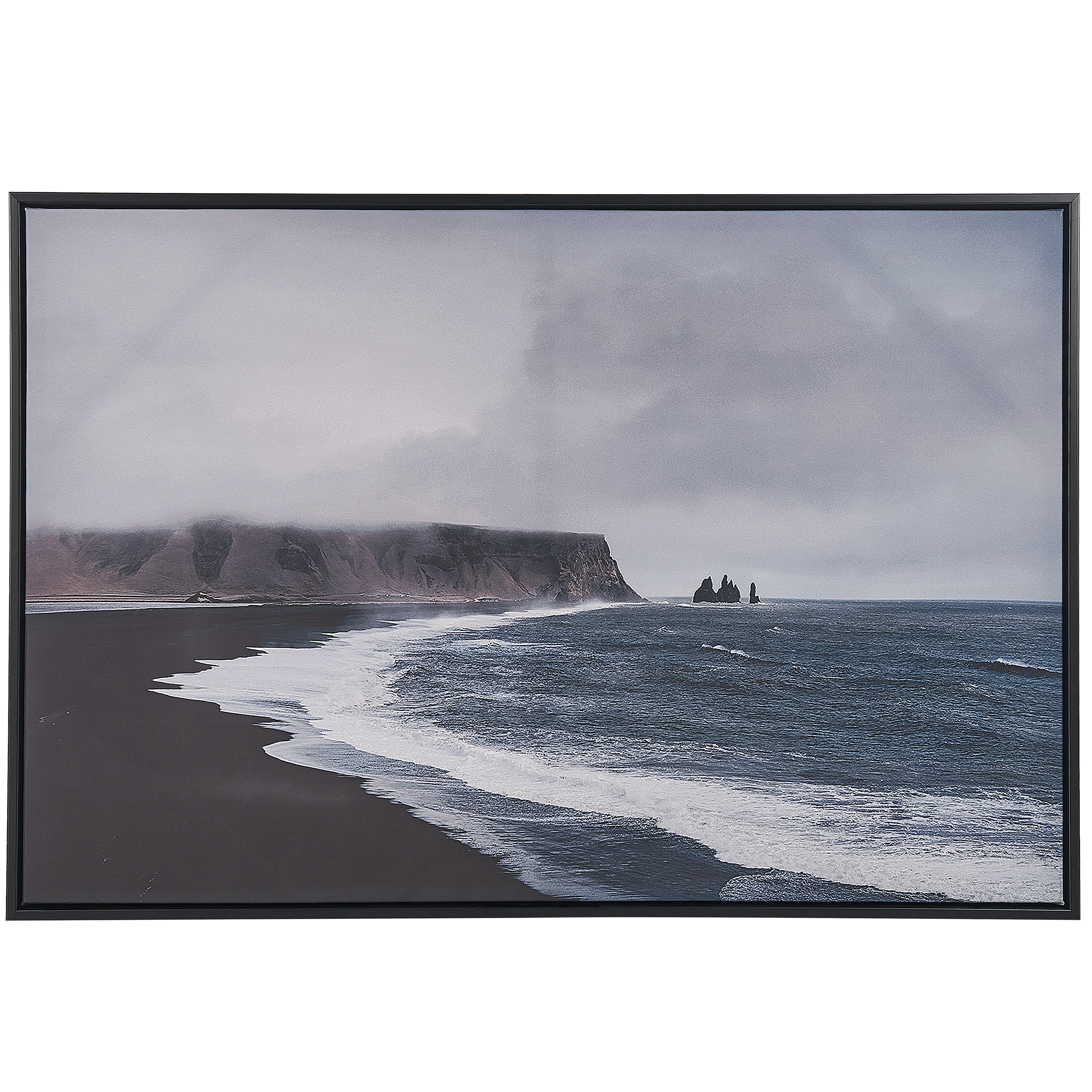 Beliani Framed Canvas Wall Art Blue and Grey 93 x 63 cm Sea Motif Landscape Modern Wall Décor for Living Room Bedroom Material:Polyester Size:5x63x93