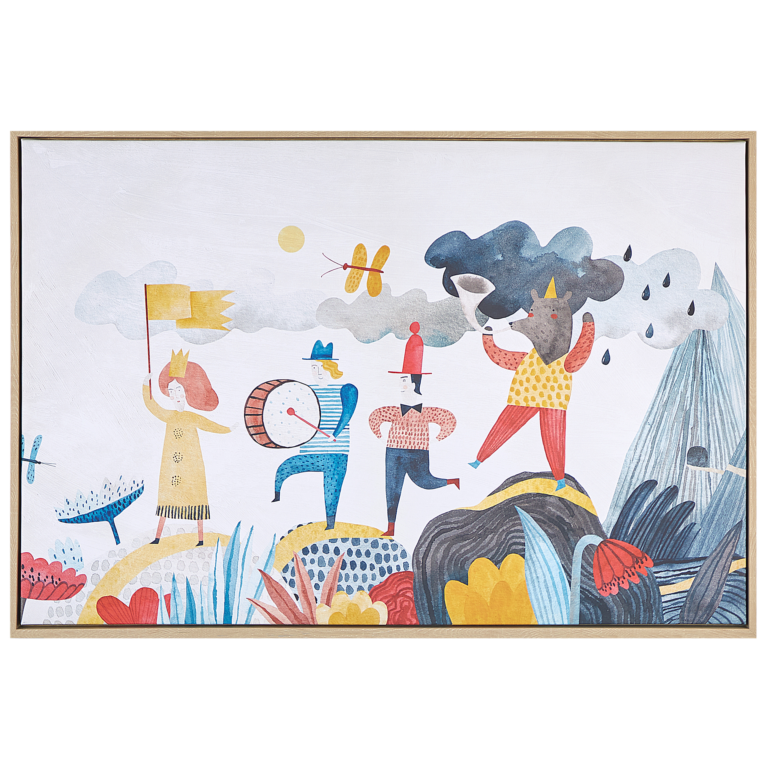 Beliani Canvas Art Print Multicolour MDF Frame 63 x 93 cm Modern Characters Adventure Motif for Kids Material:Polyester Size:5x63x93