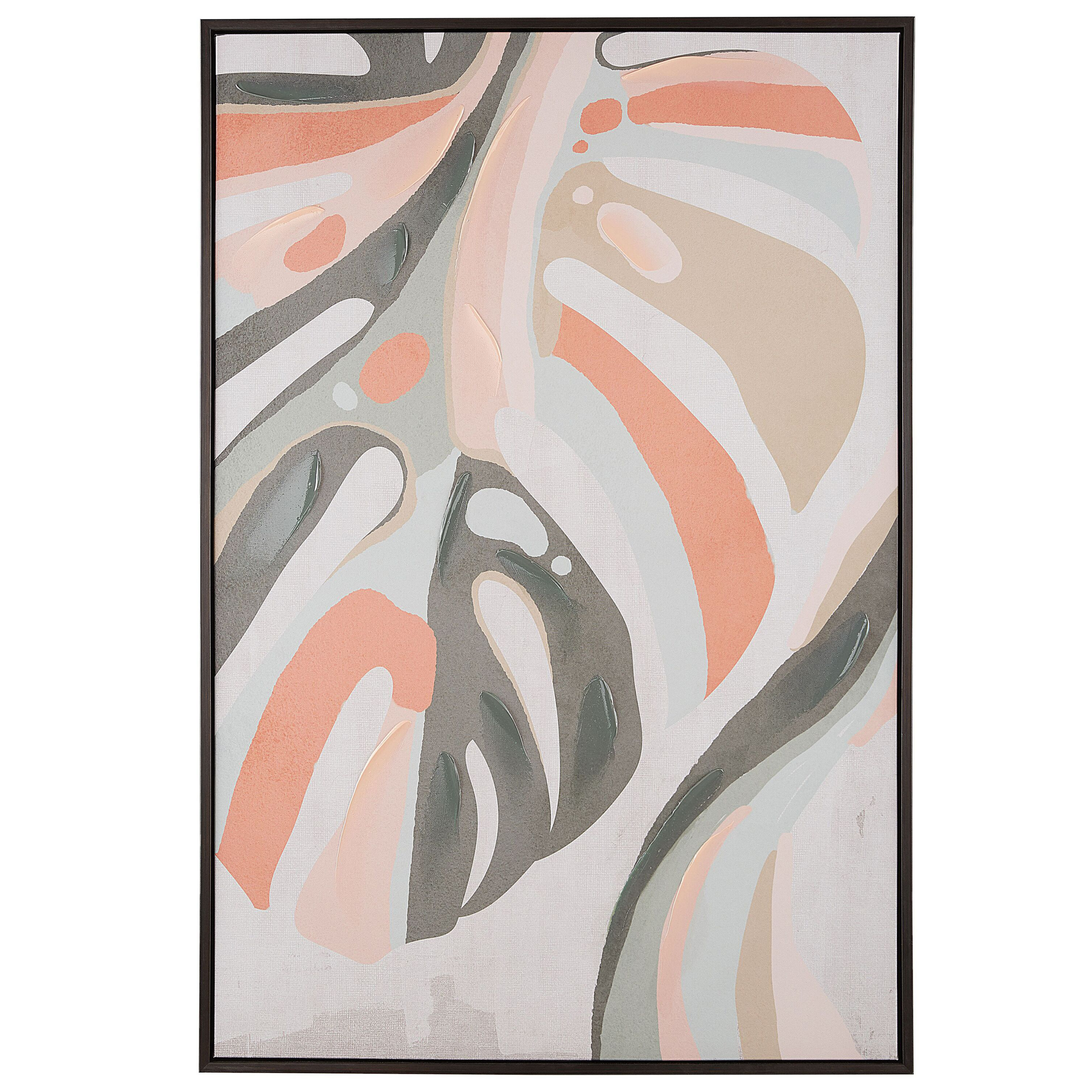 Beliani Canvas Art Print Multicolour 93 x 63 cm Monstera Leaf Polyester and MDF Modern Material:Polyester Size:5x93x63