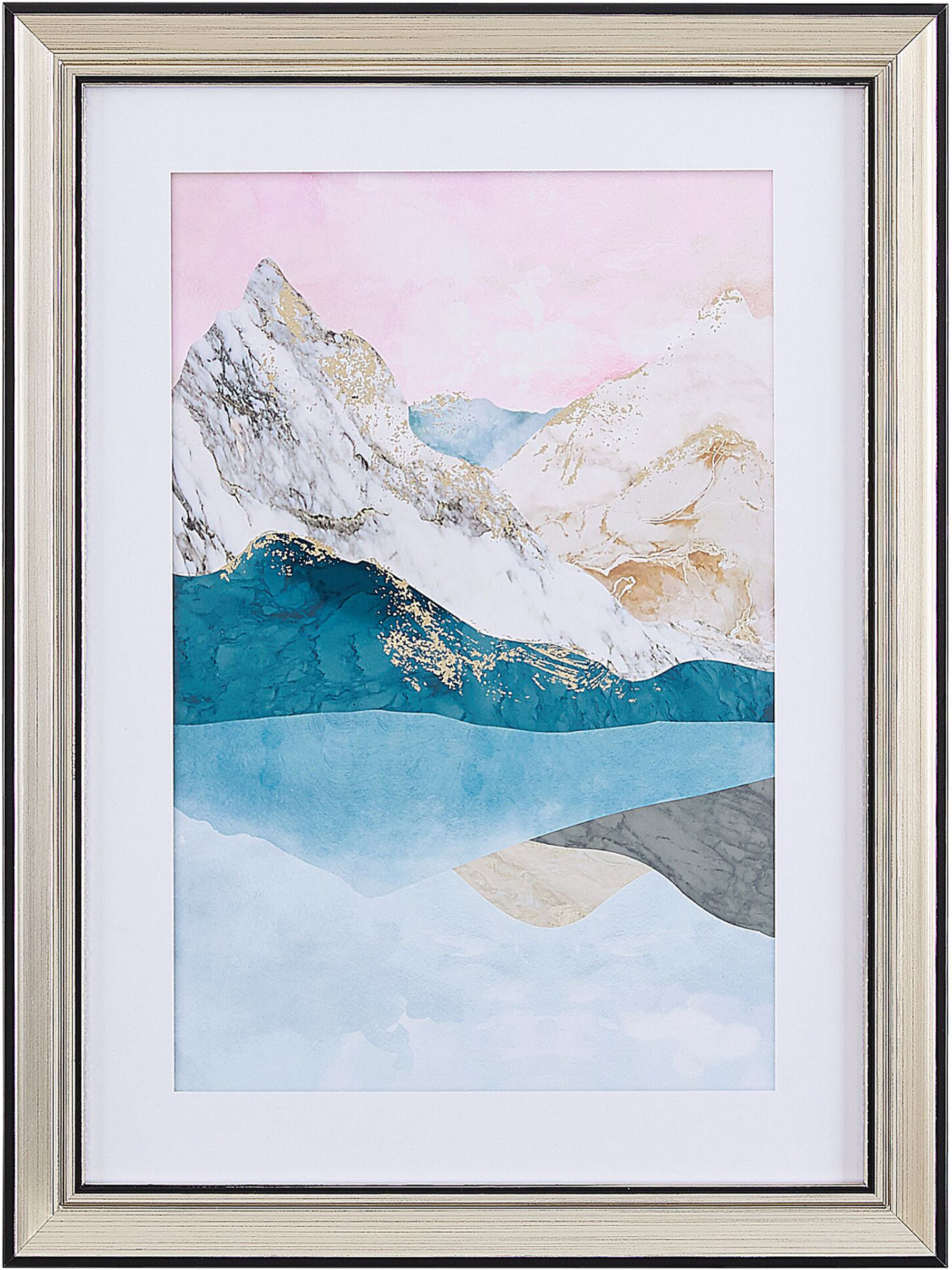 Beliani Framed Wall Art Multicolour Print on Paper 60 x 80 cm Passe-Partout Frame Mountains Theme Material:Paper Size:5x80x60