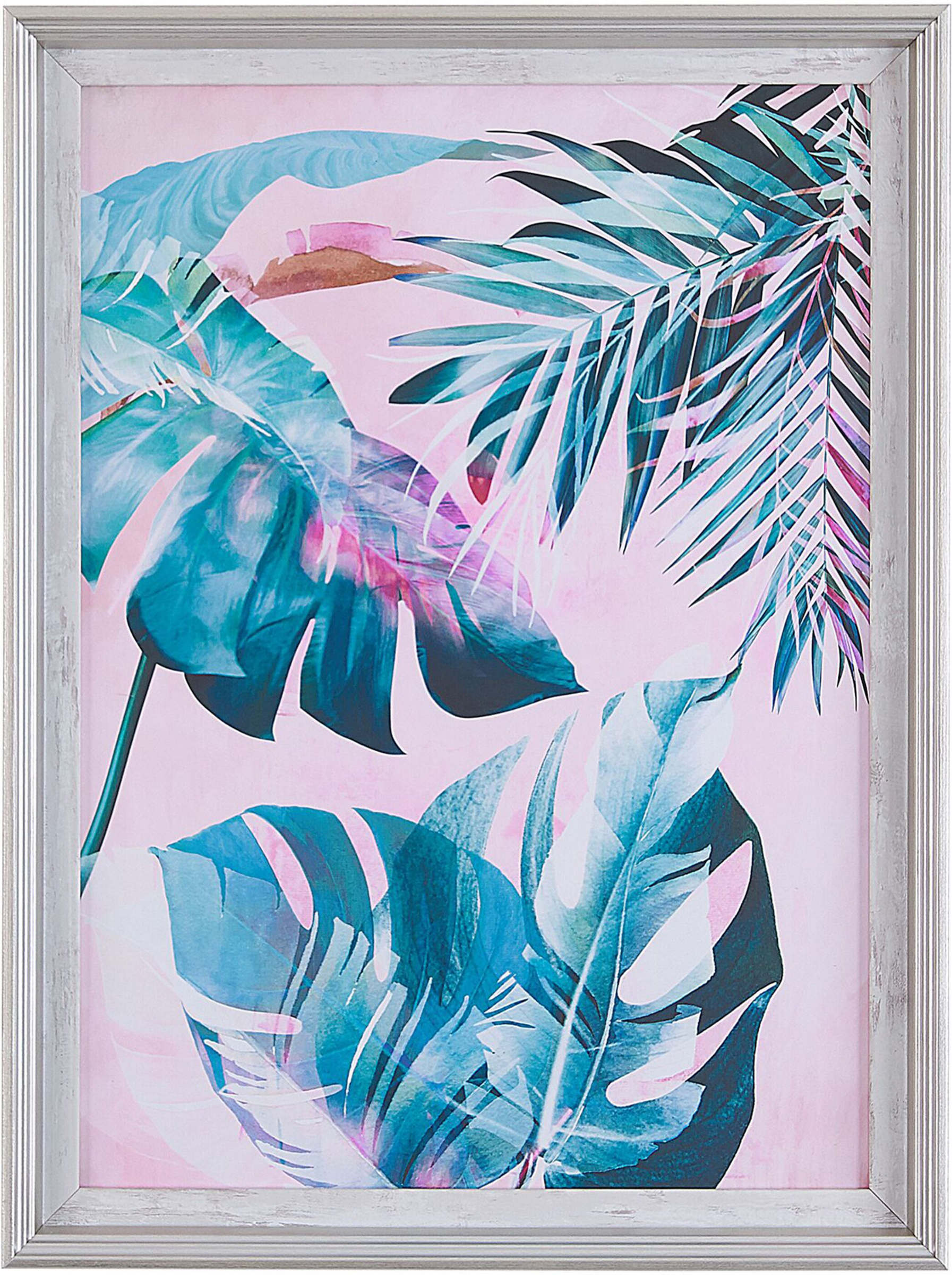 Beliani Framed Wall Art Blue and Pink Print on Paper 30 x 40 cm Frame Botanical Theme Material:Paper Size:5x40x30