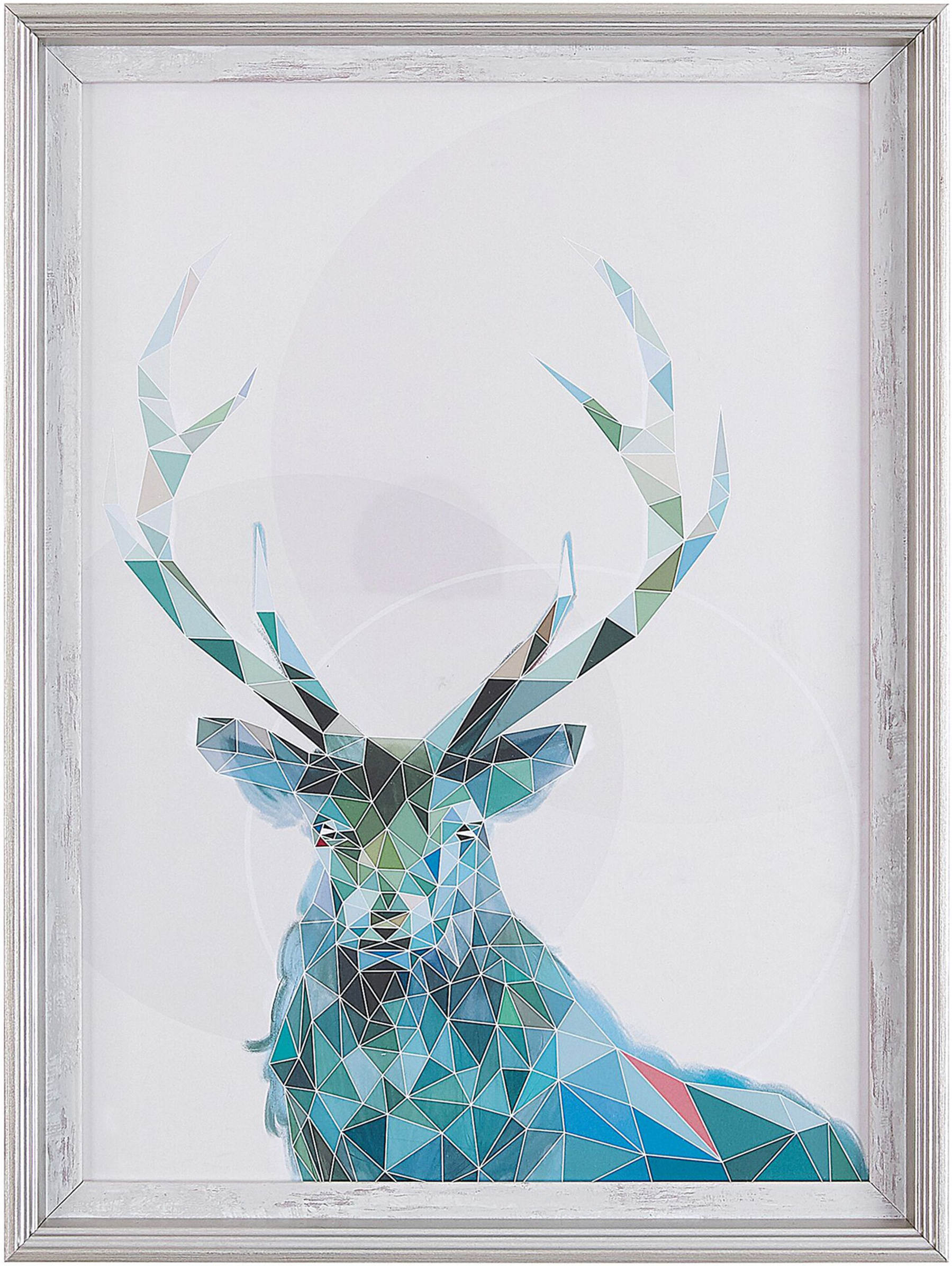 Beliani Framed Wall Art Deer Print Blue with White Frame 30 x 40 cm Distressed Minimalist Scandinavian Design Material:Paper Size:5x40x30