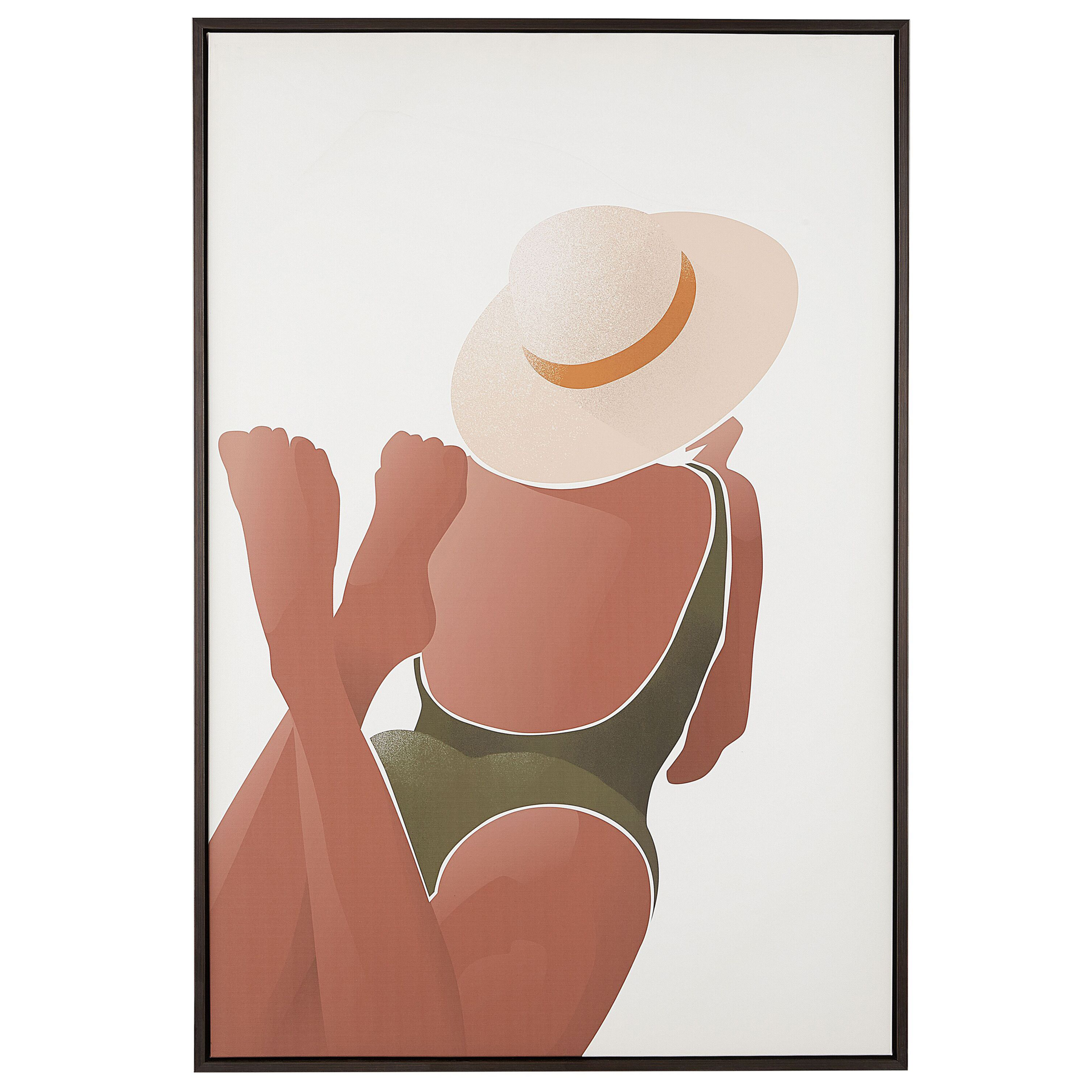Beliani Framed Canvas Wall Art Brown and White Women Print Female Body 63 x 93 cm Contemporary Design Modern Wall Décor