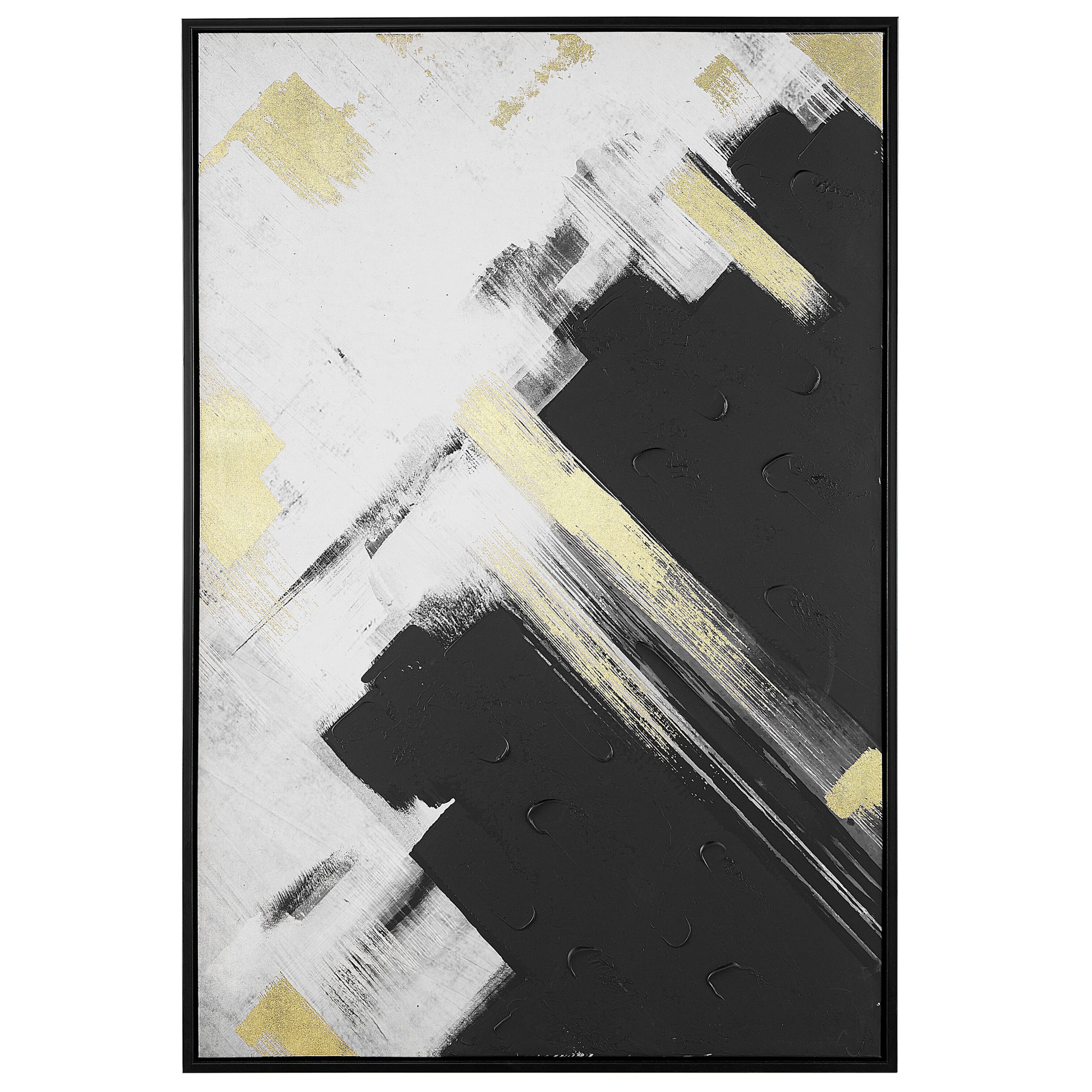 Beliani Canvas Art Print Black and White 93 x 63 cm Abstract Polyester and MDF Modern