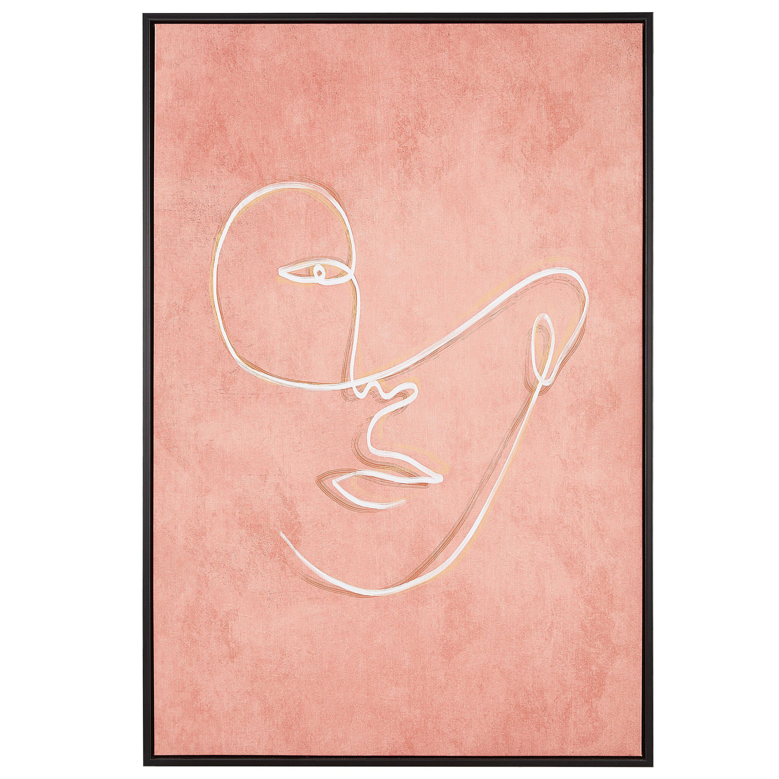 Beliani Canvas Art Print Pink 93 x 63 cm Minimalist Face Polyester and MDF Modern Glam