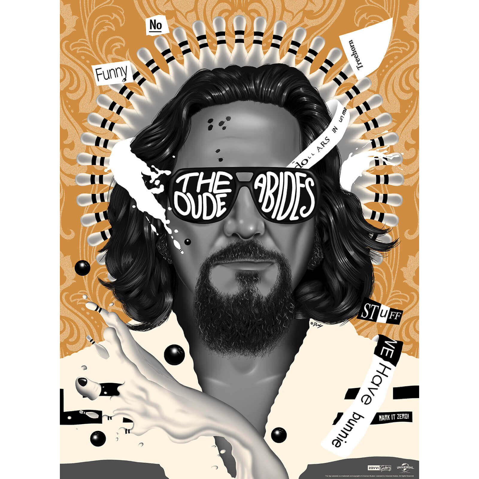 Zavvi Gallery Big Lebowski The Dude Abides Variant Screenprint by Doaly - Zavvi Exclusive