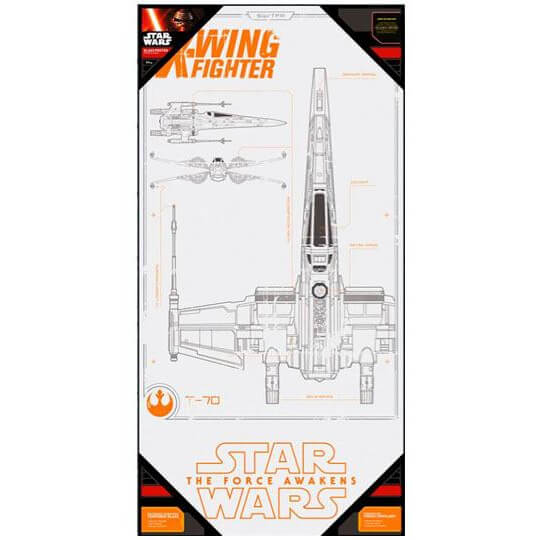 SD Toys Star Wars Episode VII Glass Poster - X-Wing Fighter (50 x 25cm)