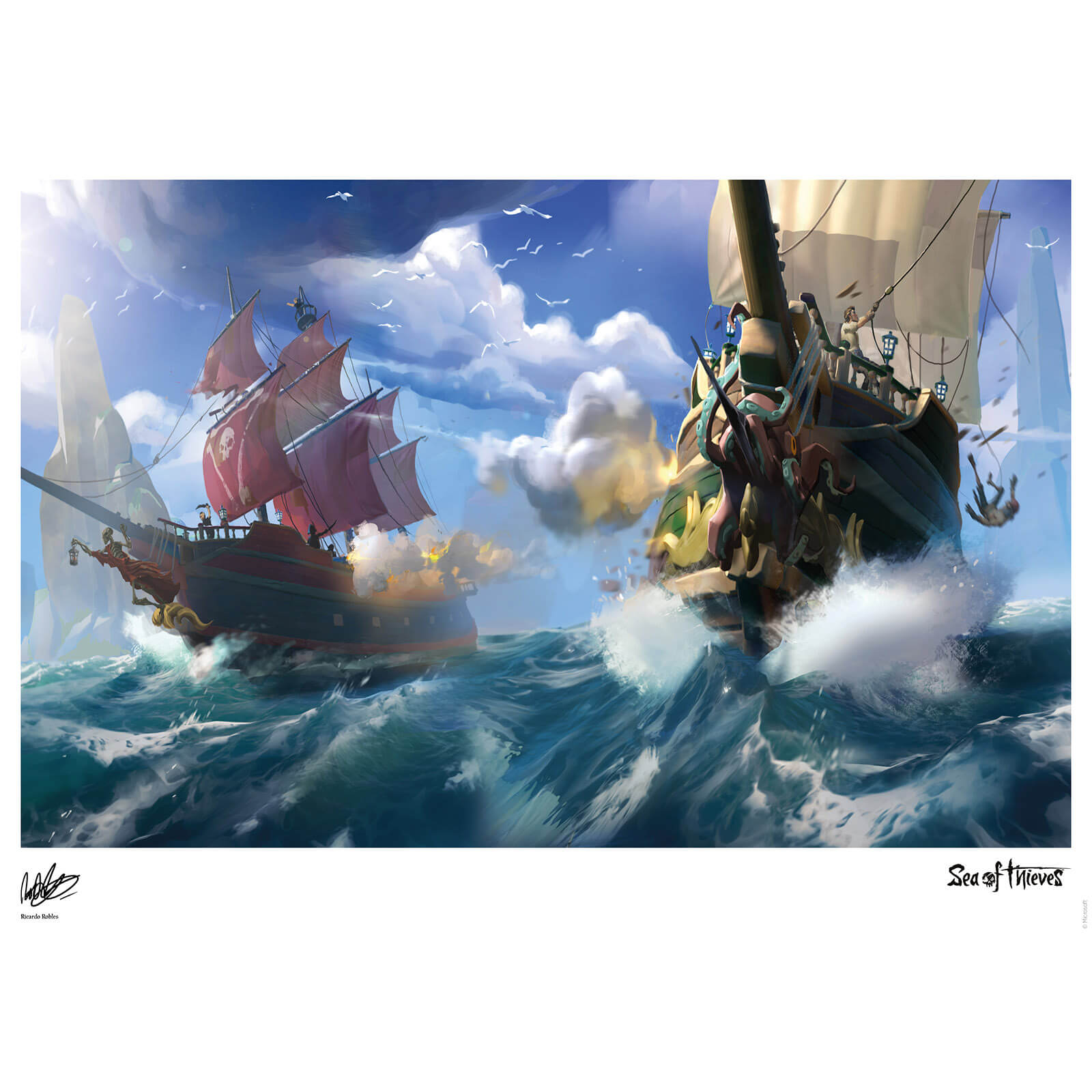 Iron Gut Publishing Sea Of Thieves - Broadsides at noon Limited Edition Art Print Measures 41.91 x 29.72cm