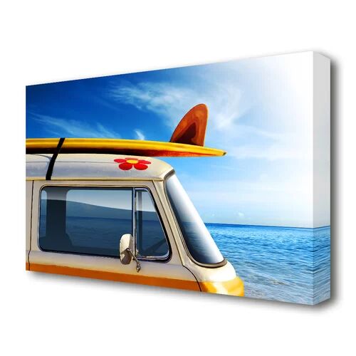 East Urban Home 'Camper Van Ready for the Waves Beach' Photographic Print on Canvas East Urban Home Size: 81.3 cm H x 121.9 cm W  - Size: 81.3 cm H x 121.9 cm W