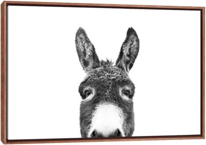 Latitude Run Peeking Donkey in Black & White by Sisi & Seb - Photograph Print on Canvas Latitude Run Format: Classic Brown Wood Framed, Size: 66.04cm H x 101.6cm W  - Size: 51cm H X 30cm W X 12cm D