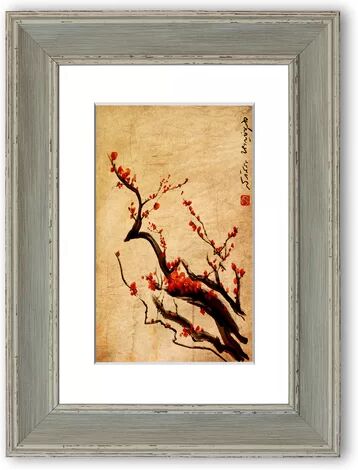 East Urban Home 'Chinese Cherry Blossom' Framed Graphic Art East Urban Home Size: 70 cm H x 50 cm W, Frame Options: Blue  - Size: 70 cm H x 50 cm W