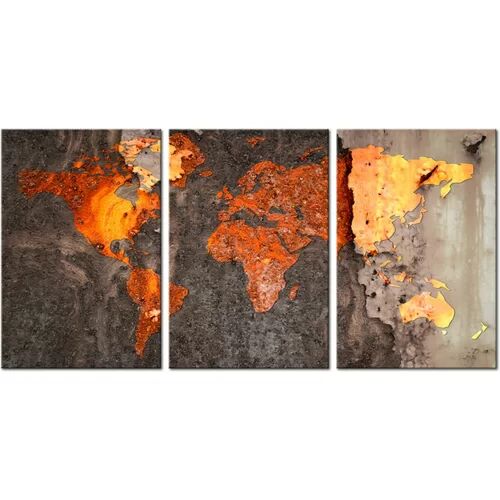 East Urban Home 'World Map: Rusty World' Graphic Art Multi-Piece Image on Wrapped Canvas East Urban Home  - Size: 36 cm H x 28 cm W