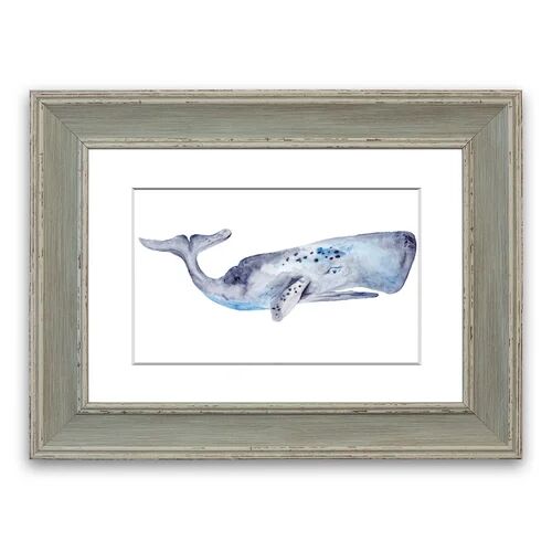 East Urban Home 'Whale' Framed Painting East Urban Home Size: 93 cm H x 70 cm W, Frame Options: Blue  - Size: 50 cm H x 70 cm W