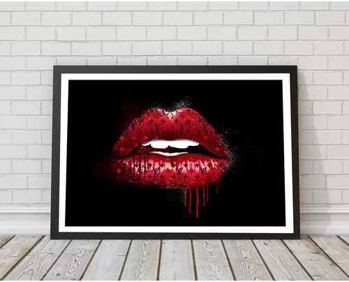 East Urban Home 'LV Lips' Framed Graphic Art Print East Urban Home Size: 50 cm H x 70 cm W, Frame Options: Black  - Size: 63 cm H x 45 cm W