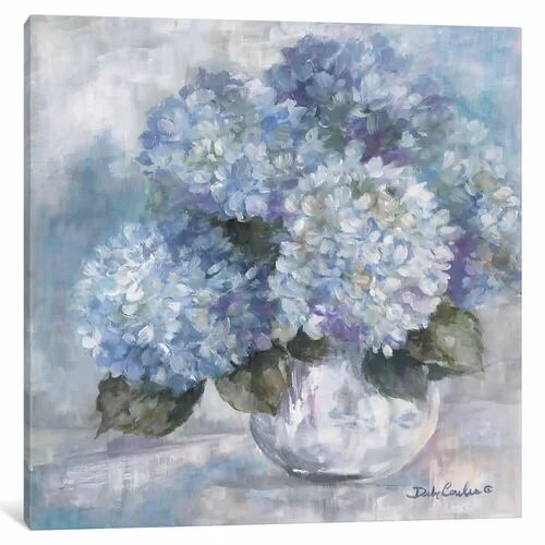 East Urban Home 'Hydrangea Blues' Graphic Art on Wrapped Canvas East Urban Home Frame Option: No Framed, Size: 45.72cm H x 45.72cm W x 3.81cm D  - Size: 66.04cm H x 101.6cm W x 1.91cm D