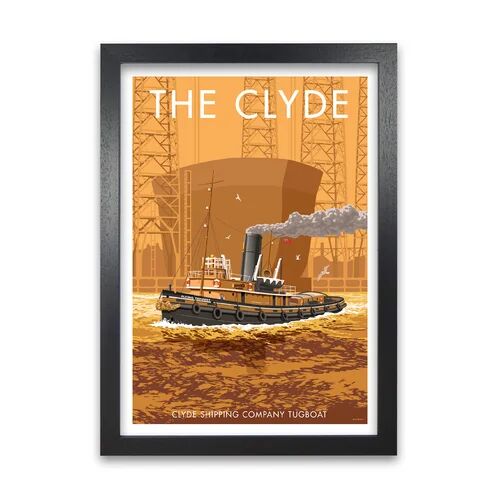 East Urban Home 'Scotland River Clyde' Graphict Art by Stephen Millership East Urban Home Size: 84.1 cm H x 59.4 cm W x 5 cm D, Frame Options: Black  - Size: Super King (260 x 220cm)