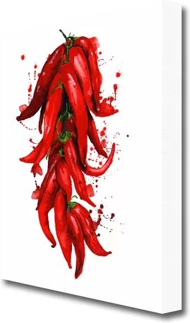 East Urban Home 'Bunch of Chilis Kitchen' Painting Print on Canvas East Urban Home Size: 121.9 cm H x 81.3 cm W  - Size: 81.3 cm H x 121.9 cm W