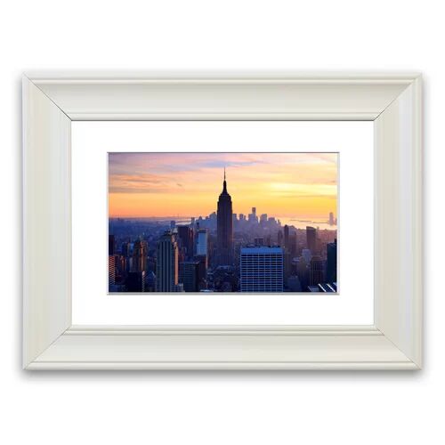 East Urban Home 'Sunset Over the Empire State Building' Framed Graphic Art Print East Urban Home Size: 70 cm H x 93 cm W, Frame Options: Grey  - Size: 70 cm H x 93 cm W