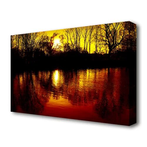 East Urban Home 'Ochre Lake Reflections At Sunset' Photographic Print on Wrapped Canvas East Urban Home Size: 101.6 cm H x 142.2 cm W  - Size: 142.2 cm H x 101.6 cm W