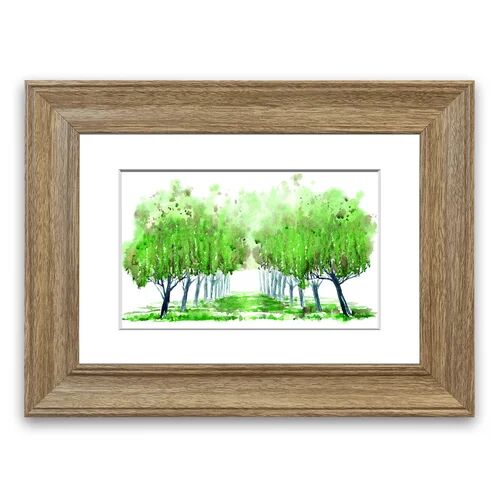 East Urban Home 'Green Tree Walk' Framed Painting in Green East Urban Home Size: 93 cm H x 70 cm W, Frame Options: Teak  - Size: 93 cm H x 126 cm W