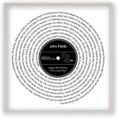 East Urban Home Favourite Song Lyrics Vinyl Record Textual Art On Canvas East Urban Home Format: White Oak Frame, Size: 41 cm H x 41 cm W  - Size: 61 cm H x 43 cm W