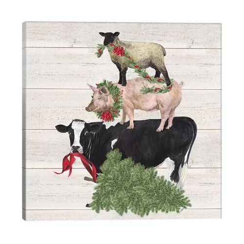 August Grove 'Christmas on The Farm VI - Trio Facing Left' Painting Print on Canvas August Grove Size: 45.72cm H x 45.72cm W x 3.81cm D  - Size: 66 cm H x 116 cm W