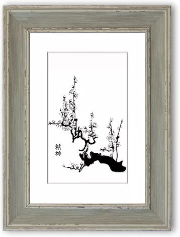 East Urban Home 'Japanese Tree of Life Ethnic' Framed Painting East Urban Home Size: 126 cm H x 93 cm W, Frame Options: Blue  - Size: 126 cm H x 93 cm W