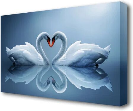 East Urban Home 'Heart Shaped Swans Wild Life' Graphic Art Print on Canvas East Urban Home Size: 66 cm H x 101.6 cm W  - Size: 81.3 cm H x 121.9 cm W