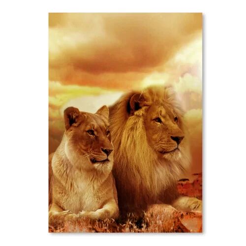 Americanflat Wonderful Dream Wildlife Lion Savannah Photographic Print Wrapped on Canvas Americanflat Size: 60 cm H x 40 cm W  - Size: 30 cm H x 40 cm W