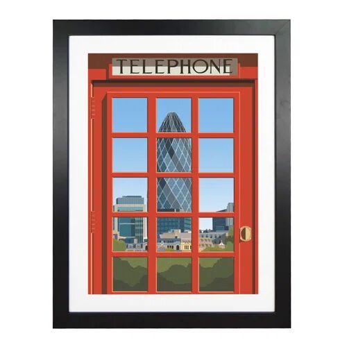 17 Stories 'London Telephone Box 11' - Graphic Art Print on Paper 17 Stories Frame Option: Black Framed, Size: 50cm H x 40cm W x 3cm D  - Size: Rectangle 120 x 170cm