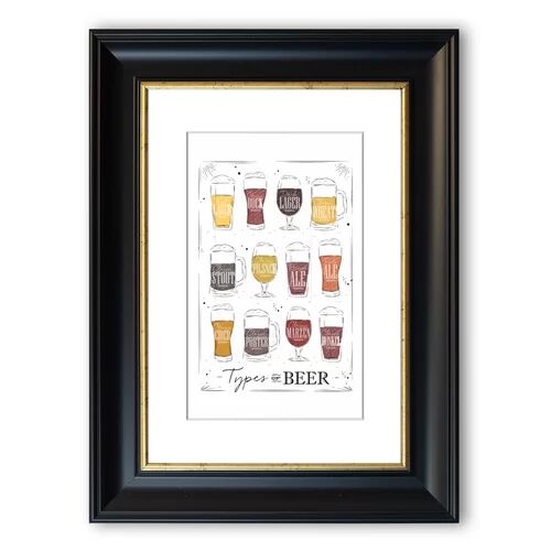 East Urban Home 'Types of Beer' Framed Advertisement East Urban Home Size: 126 cm H x 93 cm W, Frame Options: Matte Black  - Size: 126 cm H x 93 cm W