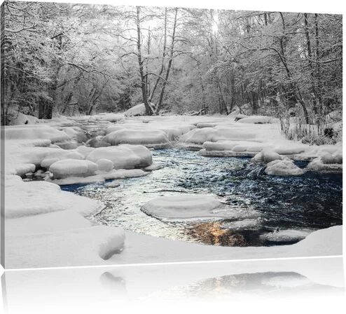 East Urban Home Beautiful Wintry Stream Photographic Print on Canvas East Urban Home Size: 60cm H x 80cm W  - Size: 80cm H x 60cm W