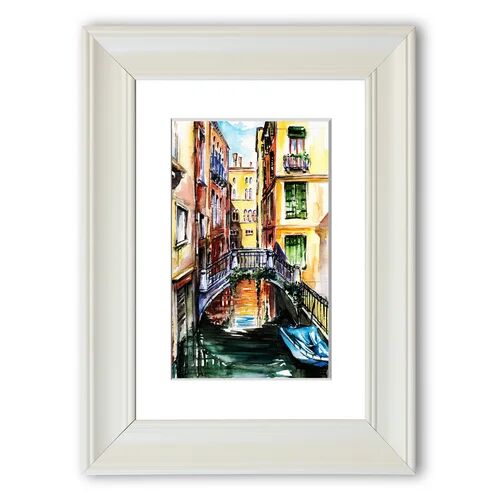 East Urban Home 'Bridge in the Water' - Picture Frame Painting Print on Paper East Urban Home Size: 126cm H x 93cm W x 1cm D, Frame Option: White  - Size: 93cm H x 70cm W x 1cm D