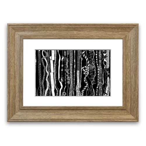 East Urban Home 'White and Black Vertical' Framed Graphic Art East Urban Home Size: 70 cm H x 93 cm W, Frame Options: Teak  - Size: 93 cm H x 126 cm W