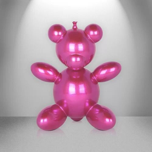 East Urban Home Bear Balloon Figurine East Urban Home Size: 25cm H x 20cm W x 15cm D, Finish: Pink  - Size: 22cm H x 17cm W x 58cm D