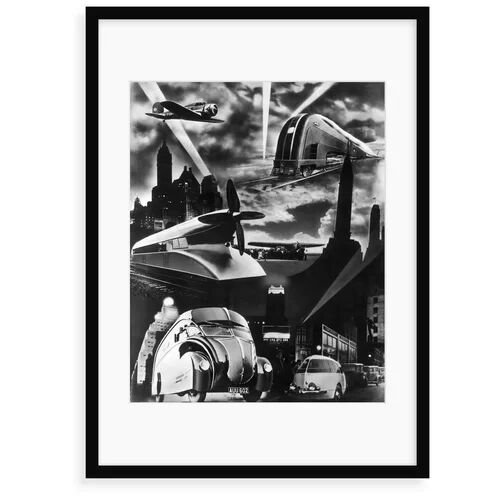 Borough Wharf 1930s Futuristic Art Decco Streamline Design Modes Transportation Car Train Plane Propellor Truck - Graphic Art Print Borough Wharf Format: Framed Pap  - Size: 80 cm H x 59.6 cm W x 3.8 cm D