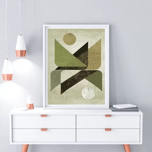East Urban Home 'Reflections' Framed Graphic Art in Green/Black East Urban Home Size: 63 cm  H x 45 cm  W x 5 cm D, Frame Colour: White  - Size: 38 cm H x 31 cm  W x 5 cm D