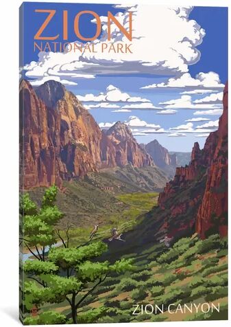 East Urban Home 'Zion National Park (Zion Canyon)' Graphic Art on Wrapped Canvas East Urban Home  - Size: 66.04cm H x 66.04cm W x 3.81cm D