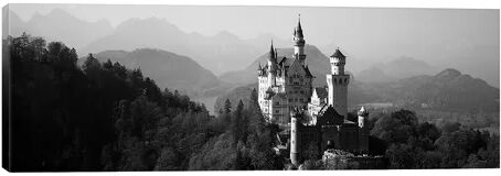 Brayden Studio 'Castle on a Hill, Neuschwanstein Castle, Bavaria, Germany' Photograph on Wrapped Canvas Brayden Studio Size: 40.64cm H x 121.92cm W x 1.91cm D  - Size: Small