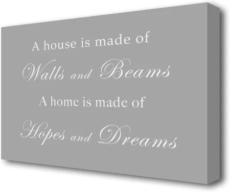 East Urban Home 'Home Quote Walls and Beams Hopes and Dreams' Textual Art Print on Canvas in Grey/White East Urban Home Size: 66 cm H x 101.6 cm W  - Size: 101.6 cm H x 142.2 cm W