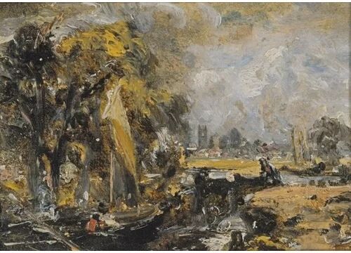 East Urban Home Dedham Lock, 1819 by John Constable Art Print on Canvas East Urban Home Size: Large  - Size: Extra Large